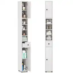 Walmart Gymax Tall Slim Bathroom Storage Cabinet Linen Tower w/ Drawer & Adjustable Shelves offer