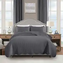 Walmart Moonlight20015 3 Piece Quilt Set Lightweight Ultrasoft Microfiber Bedding Gray Color Queen offer