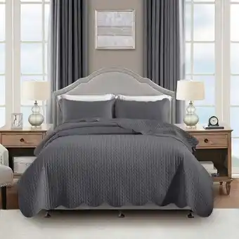 Walmart Moonlight20015 3 Piece Quilt Set Lightweight Ultrasoft Microfiber Bedding Gray Color Queen offer