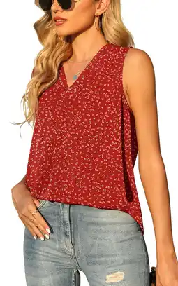 Walmart Uvplove Women's Summer Sleeveless Chiffon Tank Tops Blouse Loose Casual V Neck Blouses Shirt offer