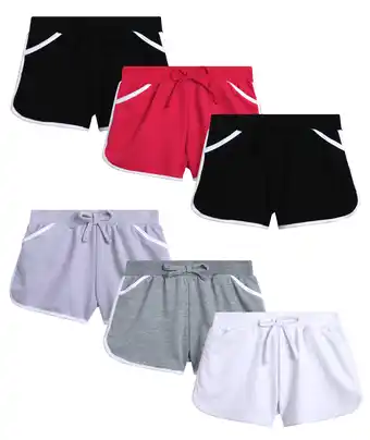 Walmart Girls' Active Shorts - 6 Pack French Terry Athletic Gym Dolphin Shorts (Size: 7-16) offer