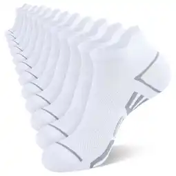 Walmart LOOIKOOS 12 Pairs Mens Ankle Socks,Athletic Sports Short Socks with Heel Tab White Socks offer