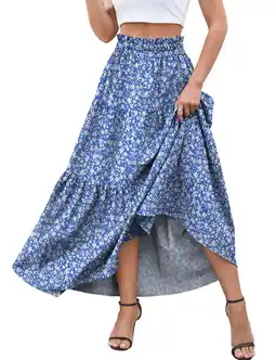 Walmart a.Jesdani Womens Maxi Skirts Casual Elastic High Waist Swing Tiered Beach Maxi Skirt s-xxl offer