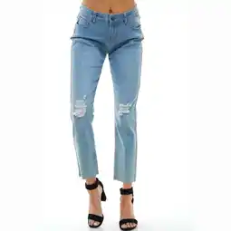Walmart Angel Premium Women's Capri with distress wholes and raw hem offer
