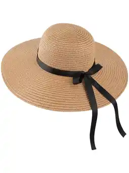Walmart COOPLUS Womens Wide Brim Sun Straw Hat Beach Travel Foldable Floppy Summer Hat for Women offer