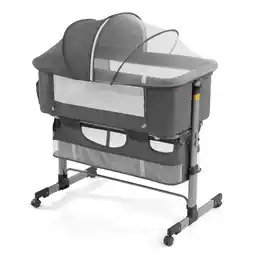 Walmart Newlake 3-in-1 Height Adjustable Baby Bassinet & Bedside Sleeper for Newborns, Grey offer