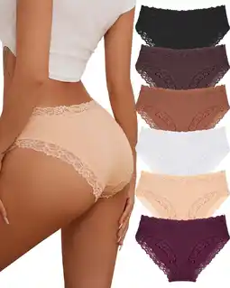 Walmart FINETOO Cotton Underwear for Women Lace Hipster Panties Soft Breathable Cheeky Bikini Ladies 6 Pack offer
