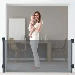 Walmart XJD 71 Retractable Baby Gate Extra Wide Safety Gates Child Gate for Indoor/Outdoor 33 Tall, Black offer