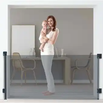 Walmart XJD 71 Retractable Baby Gate Extra Wide Safety Gates Child Gate for Indoor/Outdoor 33 Tall, Black offer