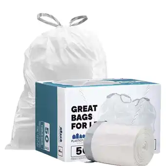 Walmart Plasticplace 10-10.5 Gallon Drawstring White Trash Bags Compatible with simplehuman Code J, 50 Count offer