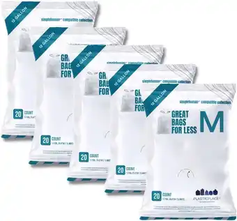 Walmart Plasticplace 12 Gallon White Drawstring Trash Bags, 1.2 Mil, 21 x 30.5, 100 Count (5 Packs of 20) offer