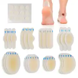 Walmart LotFancy Blister Bandages, 24 Blister Pads and 12 Acne Plaster, 8 Size Blister Cushion for Toe, Heel offer