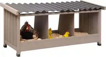 Walmart PETSCOSSET Nesting Boxes, Wooden Chicken Coop Accessories Laying Boxes with PVC Roof, 3 Compartments offer