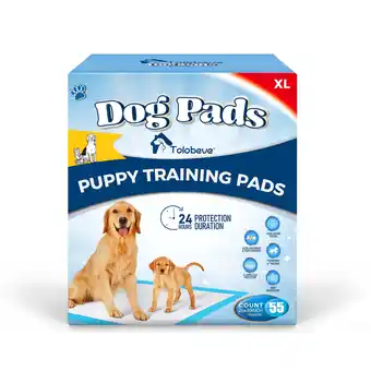 Walmart Tolobeve Dog Training Pads, XL, 26 in x 30 in, 55 Count Disposable Dog Pads, Puppy Pee Pads offer