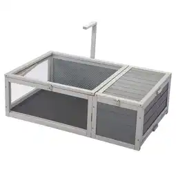 Walmart Pefilos Bunny Cage Indoor Pet House Rabbit Hutch with Pull Out Tray Poultry Cage, Gray offer