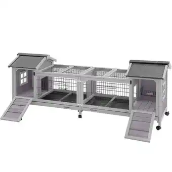 Walmart Aivituvin Rabbit Hutch Bunny Cage Guinea Pig House with Wheels Double House offer