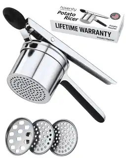 Walmart Havenity 15oz Stainless Steel Potato Ricer, Heavy Duty Masher with 3 Discs for Potatoes & Vegetables offer