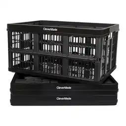 Walmart CleverMade CleverCrate Plastic 45L Collapsible Storage Bins, Black (3-Pack) offer