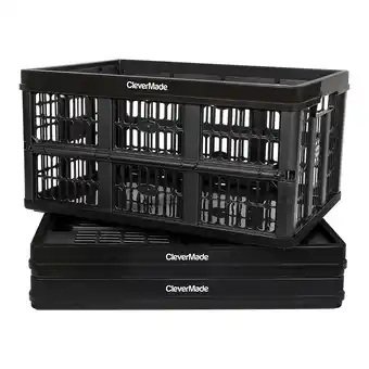 Walmart CleverMade CleverCrate Plastic 45L Collapsible Storage Bins, Black (3-Pack) offer