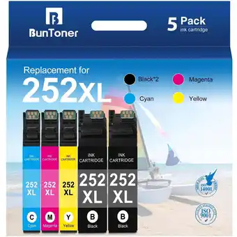 Walmart 252 252XL Ink Cartridge for Epson Ink 252 252XL Combo Pack (Black Cyan Magenta Yellow, 5 Pack) offer