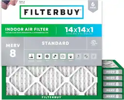 Walmart Filterbuy 14x14x1 MERV 8 Dust Defense, Pleated HVAC AC Furnace Air Filters (6-Pack) offer