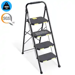 Walmart KK KINGRACK 4 Step Stool, Folding Step Ladder for Home&Outdoor, 800 lbs Capacity, Black offer