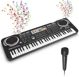 Walmart Anself 61 Key Keyboard Piano, Electronic Keyboard Piano with Microphone for Kids Gift, Black offer