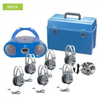 Walmart 6 Person Listening Center with Bluetooth Cassette/CD/FM Boombox and Deluxe Over-Ear Headphones offer