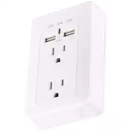 Walmart onn. White Wall Mount Power Adapter with 2 Outlets and 2 USB Ports offer