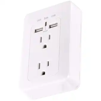 Walmart onn. White Wall Mount Power Adapter with 2 Outlets and 2 USB Ports offer