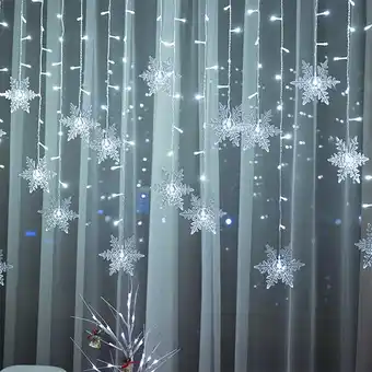 Walmart Ycandiee 4 M 96 LED Snowflake Light String Party Wedding Holiday Decoration Light offer