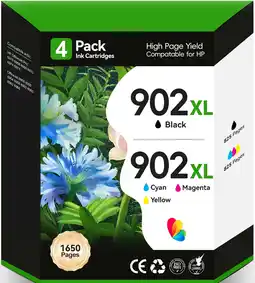 Walmart 902XL Ink Cartridges Compatible for HP 902 Ink Cartridges High Yield Combo Pack (4-Pack) offer
