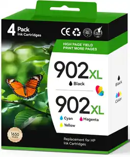 Walmart 902XL Ink Cartridges Compatible for HP 902 Ink Cartridges High Yield Combo Pack (4-Pack) offer