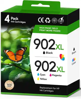 Walmart 902XL Ink Cartridges Compatible for HP 902 Ink Cartridges High Yield Combo Pack (4-Pack) offer