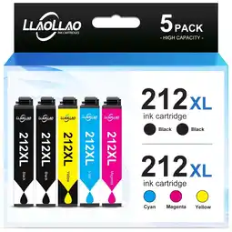 Walmart 212XL High-capacity Black/Color Combo Pack Ink Cartridges Compatible with XP4105 & WF2850 (5-Pack) offer