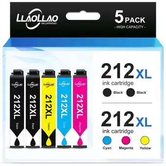 Walmart 212XL High-capacity Black/Color Combo Pack Ink Cartridges Compatible with XP4105 & WF2850 (5-Pack) offer