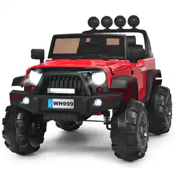 Walmart Costway 12V Kids Ride On Truck RC Car w/ LED Lights Music Trunk Red offer
