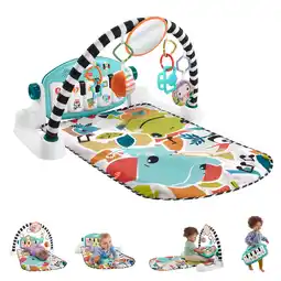 Walmart Fisher-Price Glow and Grow Kick & Play Piano Gym Baby Playmat with Musical Learning Toy, Blue offer