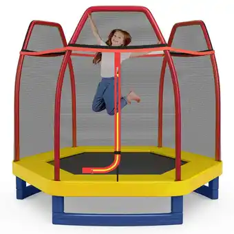Walmart Yardi Yarda 7 Ft Kids Recreational Bounce Jumper Trampoline-Red, Bounce Trampoline for Garden, Park offer