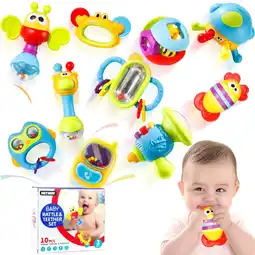 Walmart Baby Rattles Toys Set 10pcs Newborn Baby Teethers Toys 3-6 Months Infant Developmental Sensory offer