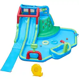 Walmart Yaheetech Double Lane Inflatable Water Slide for Kids Aged 3 To 10, Blue/Green offer