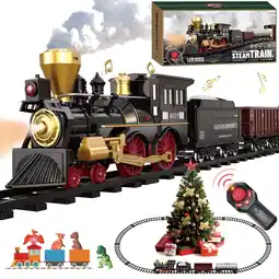 Walmart BUBUQE Remote Control Train Set for Kids Electric Steam Locomotive, Oil Tank, Cargo Cars & Tracks offer