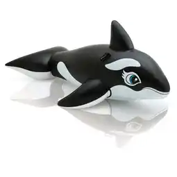 Walmart Black and White Orca Whale Ride-On Inflatable Pool Float with Handles for Ages 3+ offer