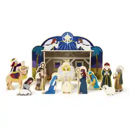 Walmart Melissa & Doug Classic Wooden Christmas Nativity Set With 4-Piece Stable and 11 Wooden Figures offer