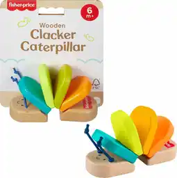 Walmart Fisher-Price Wooden Clacker Caterpillar Developmental Activity Rattle Toy for Infant, 1 Wood Piece offer
