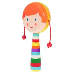 Walmart Raindrops 1Pc Cartoon Painting Pattern Rattle-drum Plaything Infant Wooden Shaking Toy offer