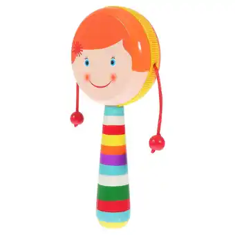 Walmart Raindrops 1Pc Cartoon Painting Pattern Rattle-drum Plaything Infant Wooden Shaking Toy offer