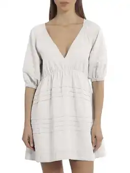Walmart Avec Les Filles Women's Juniors Cotton-Lyocell Babydoll Puff Sleeve Dress offer