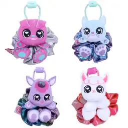 Walmart ScrunchMiez 4 Pack Excl. Scrunchies Transforms From Hair Scrunchie to Plush Friend & Backpack clip! offer