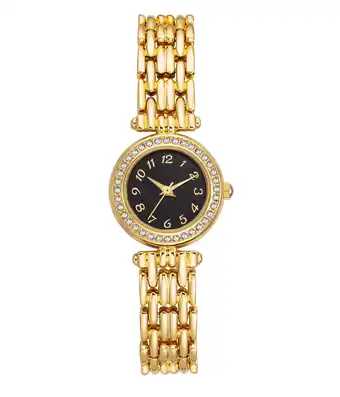 Walmart Time and Tru Heirloom Collection: Silver-Tone Bracelet Wristwatch with Crystal Bezel for Women offer